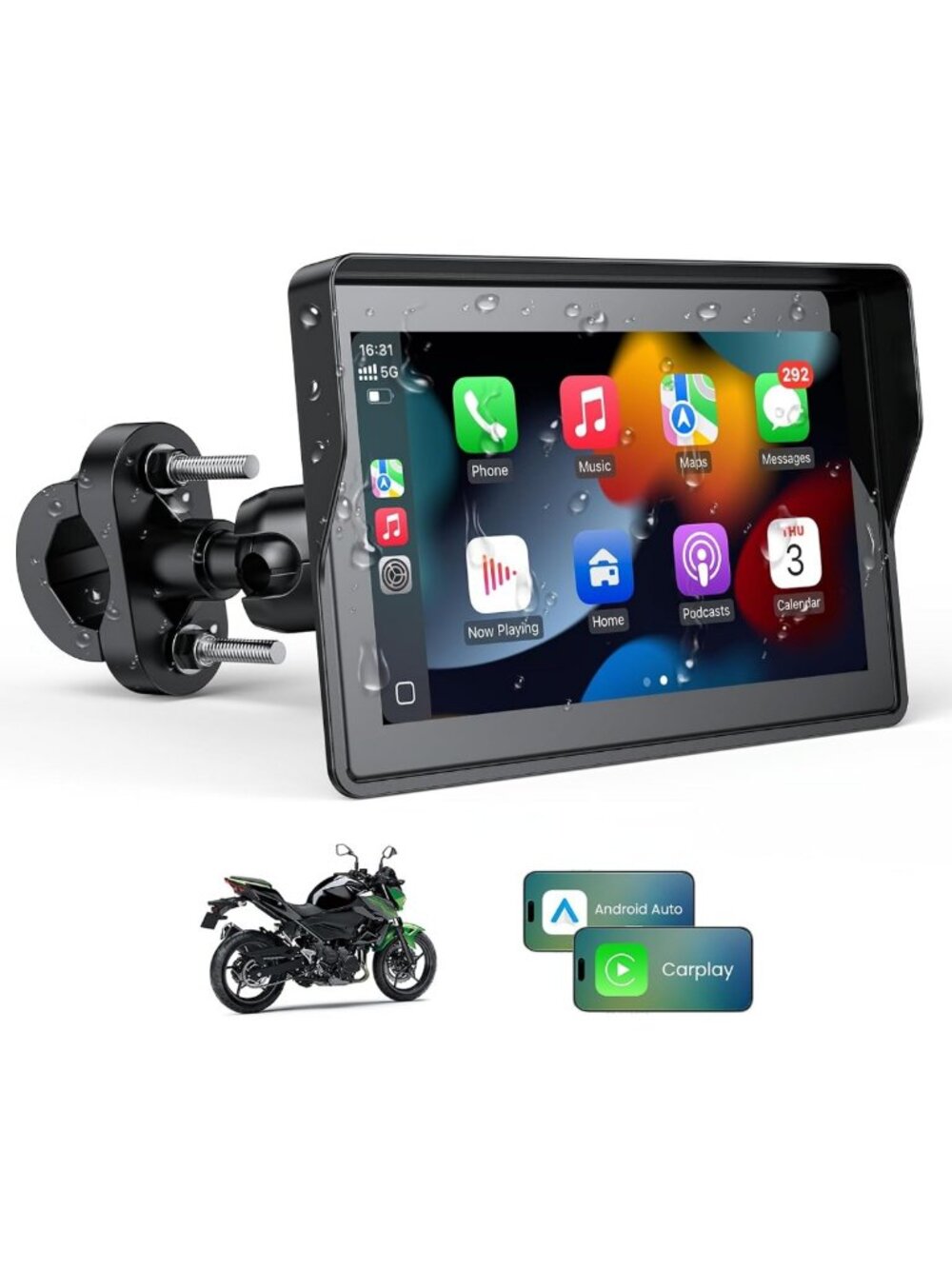 5" Portable GPS Navigation System with Apple Carplay & Android Auto, Dual